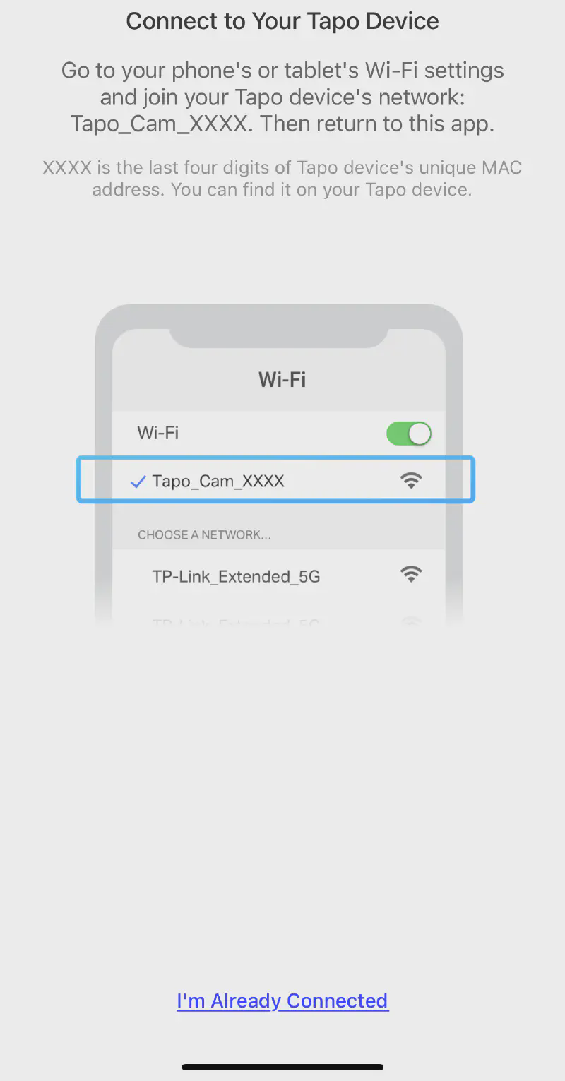 Tapo requesting you connect to device